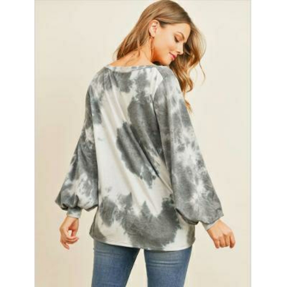 Perfect Peach Charcoal Tie Dye Long Sleeves Top - Picture 4 of 7